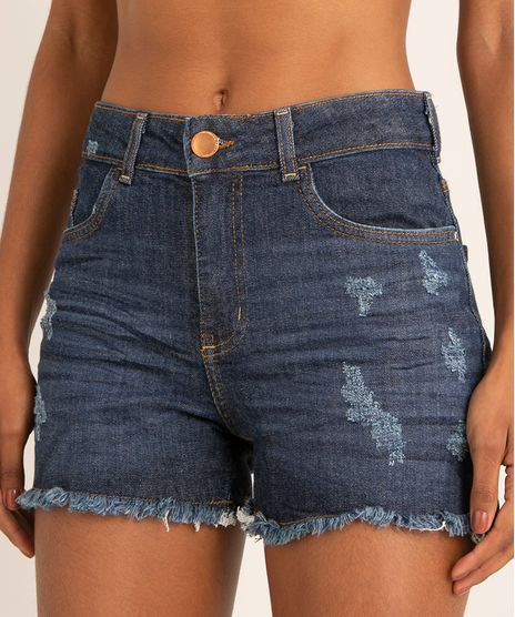 Short-Jeans-Feminino-Reto-Cintura-Media-Destroyed-com-Barra-Desfiada-Azul-Escuro-8373431-Azul_Escuro_1