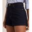 Short Jeans Hot Pant com Barra Dobrada Azul Escuro frente