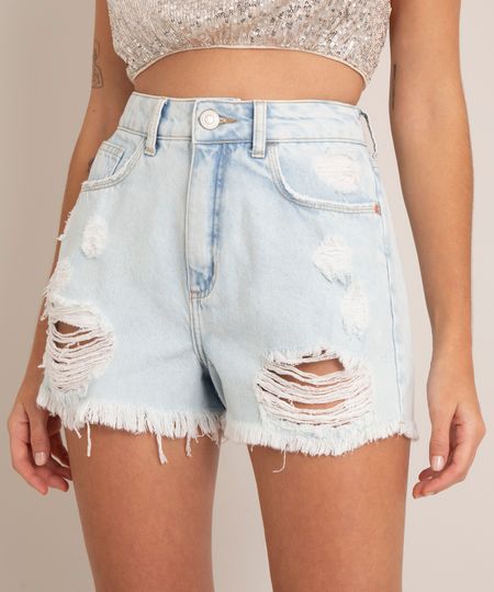 Short-Jeans-Feminino-Mom-Cintura-Super-Alta-Destroyed-com-Barra-Desfiada-Azul-Claro-9966760-Azul_Claro_1