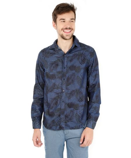 Camisa-Jeans-Estampada-Folhagem-Azul-Escuro-8158473-Azul_Escuro_2 Camisa-Jeans-Estampada-Folhagem-Azul-Escuro-8158473-Azul_Escuro_2