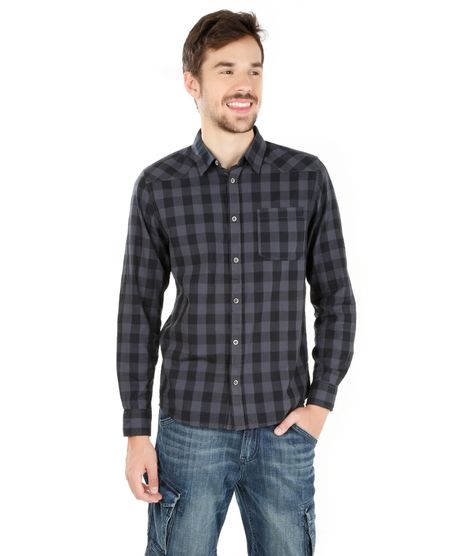 Camisa-Xadrez-com-Bolso-Preta-7985534-Preto_2