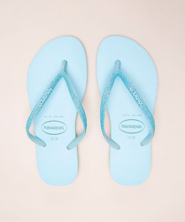 chinelo slim glitter havaianas azul 33-34