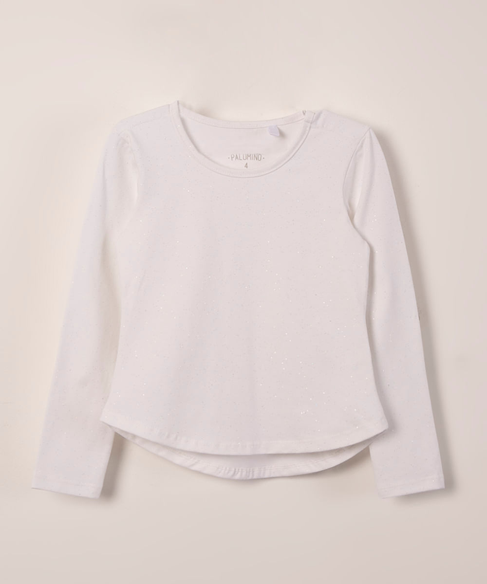 blusa infantil manga longa constelação off white