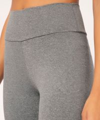 Calça Legging Esportiva Cós Anatômico Ace Cinza Mescla detalhe cintura