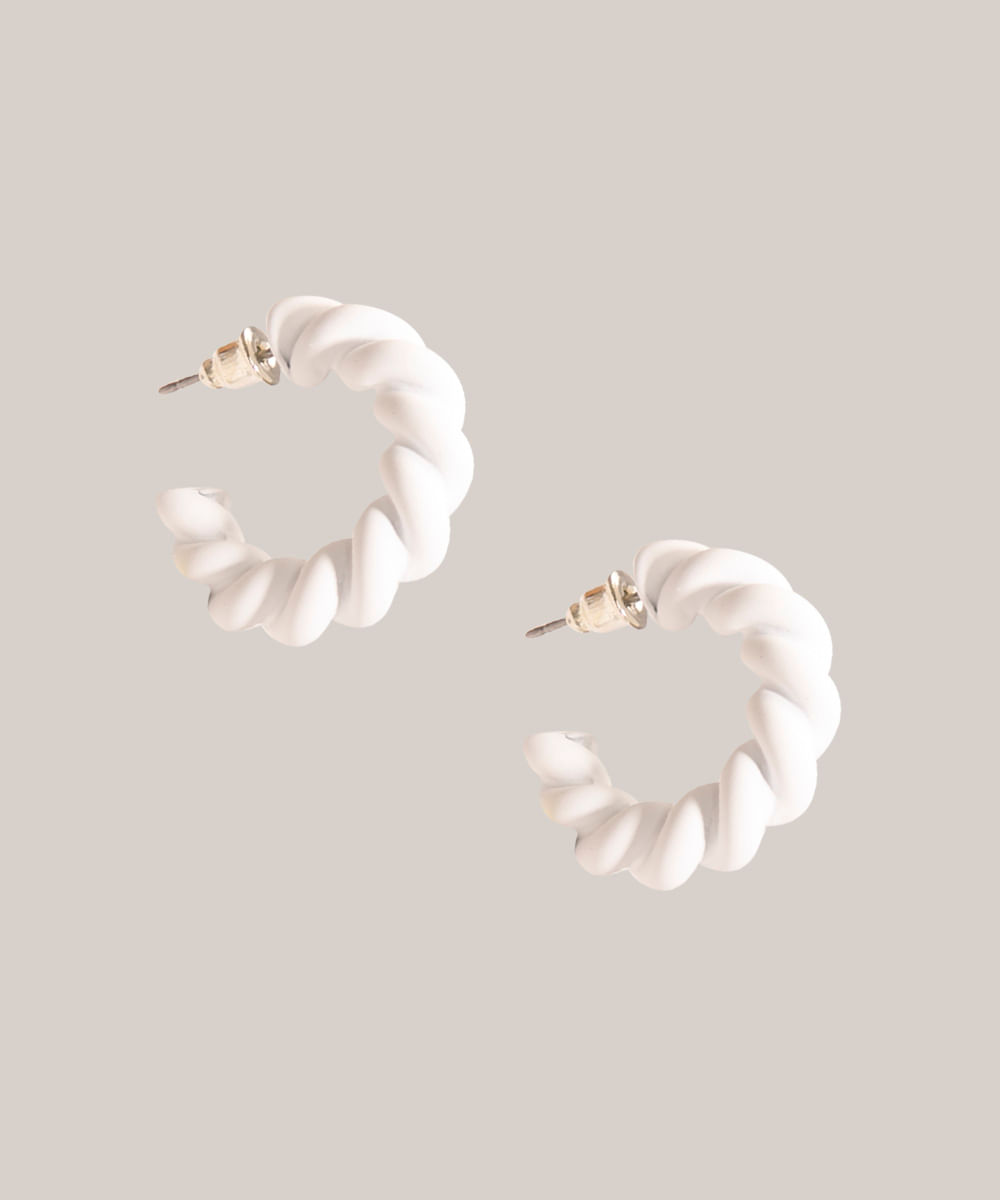 brinco de argola trançada off white