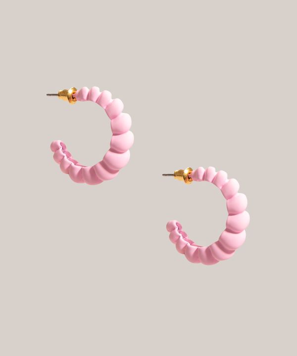brinco de argola em relevo rosa Único