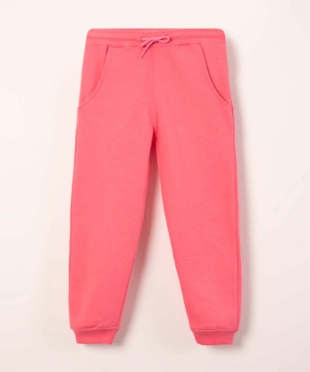 calça infantil em moletom rosa