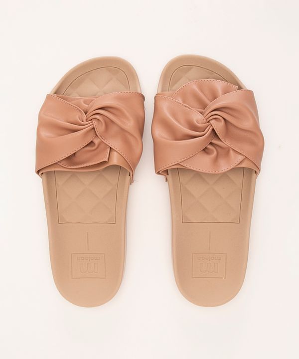 chinelo slide com nó moleca bege 38