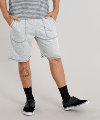 Bermuda-Masculina-em-Moletom-com-Bolsos-Cinza-Mescla-Claro-9298414-Cinza_Mescla_Claro_1