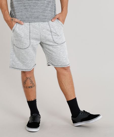 Bermuda-Masculina-em-Moletom-com-Bolsos-Cinza-Mescla-Claro-9298414-Cinza_Mescla_Claro_1