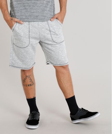 Bermuda-Masculina-em-Moletom-com-Bolsos-Cinza-Mescla-Claro-9298414-Cinza_Mescla_Claro_1