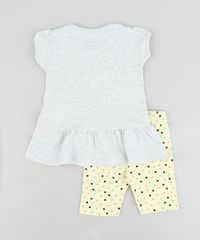 Conjunto-Infantil-de-Blusa-Flamingo-Manga-Curta-Cinza-Mescla-Claro---Bermuda-Estampada-de-Poas-Amarela-9318881-Amarelo_2