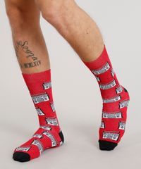 Meia-Masculina-Cano-Alto-Divertida-de-Radio-Vermelha-9309984-Vermelho_2