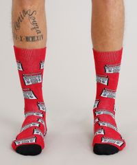 Meia-Masculina-Cano-Alto-Divertida-de-Radio-Vermelha-9309984-Vermelho_4