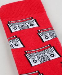 Meia-Masculina-Cano-Alto-Divertida-de-Radio-Vermelha-9309984-Vermelho_5