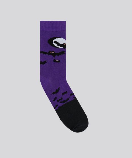 Meia-Masculina-Cano-Alto-Divertida-de-Morcegos-Roxa-9309995-Roxo_1