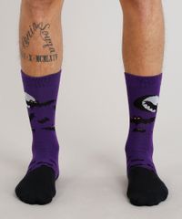 Meia-Masculina-Cano-Alto-Divertida-de-Morcegos-Roxa-9309995-Roxo_4
