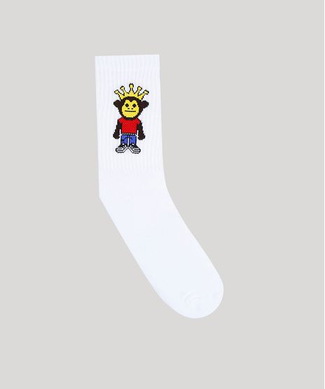 Meia-Masculina-Kings-Sneakers-Macaco-Cano-Longo-Branca-9309999-Branco_1