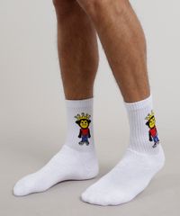 Meia-Masculina-Kings-Sneakers-Macaco-Cano-Longo-Branca-9309999-Branco_2