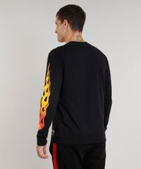 Camiseta-Masculina-Kings-Sneakers-Chamas-Manga-Longa-Gola-Careca-Preta-9285485-Preto_3