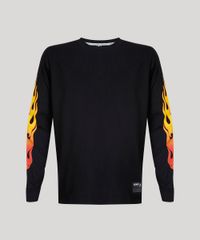 Camiseta-Masculina-Kings-Sneakers-Chamas-Manga-Longa-Gola-Careca-Preta-9285485-Preto_5