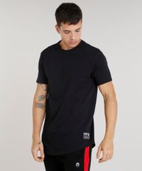 Camiseta-Masculina-Alongada-Kings-Sneakers-Manga-Curta-Gola-Careca-Preta-9285483-Preto_1