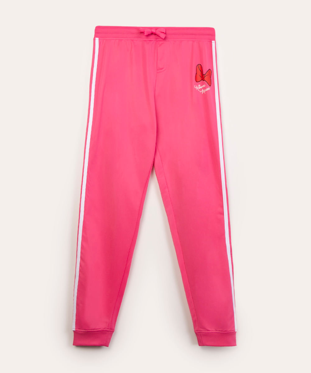 calça jogger minnie listras laterais pink