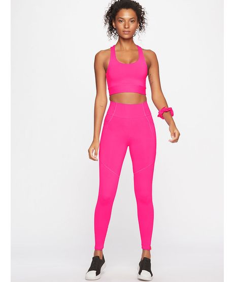 Legging Feminina Estilo do Corpo Gym Brilho Filete Pink