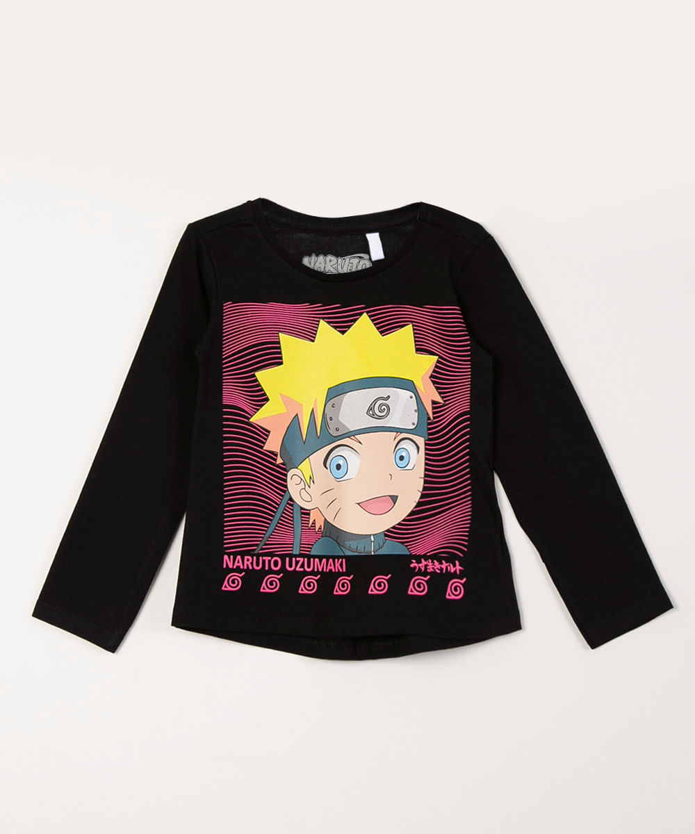 blusa manga longa naruto preto