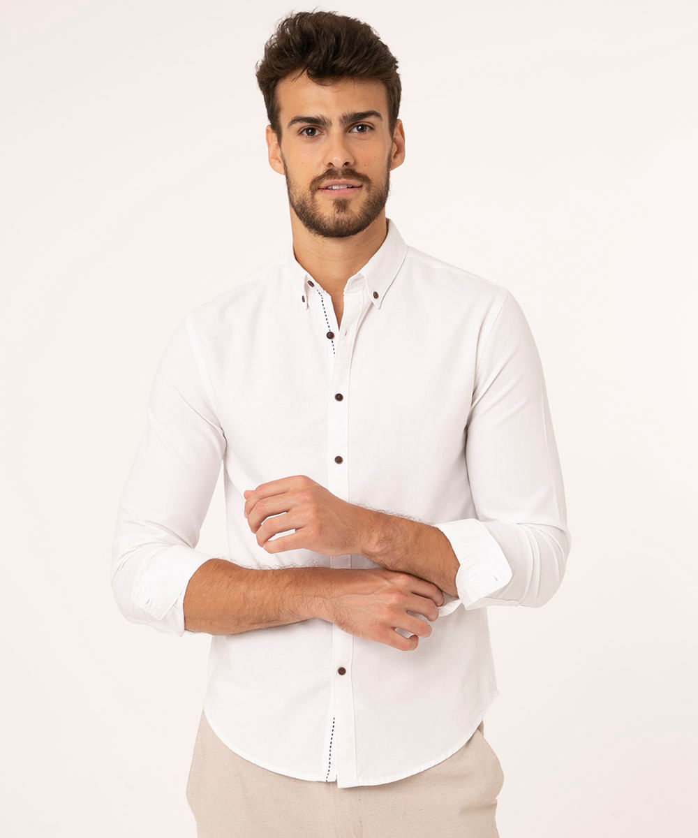 camisa manga longa branco