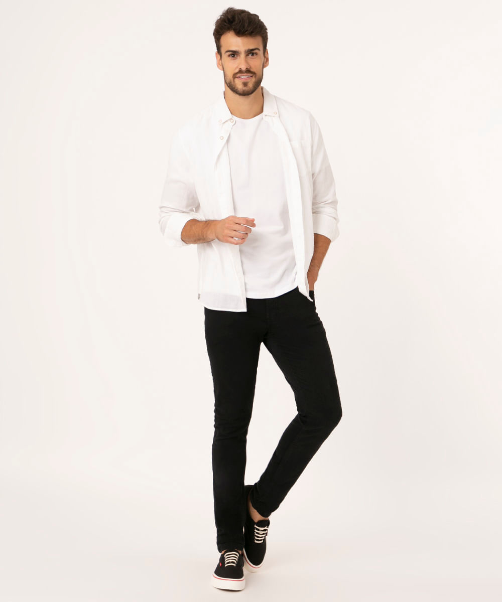 calça skinny jeans preto