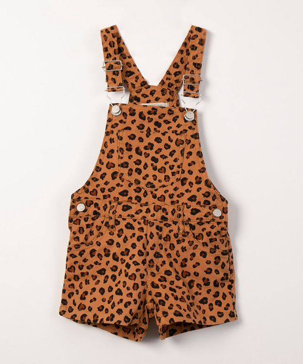 jardineira de sarja animal print marrom 4