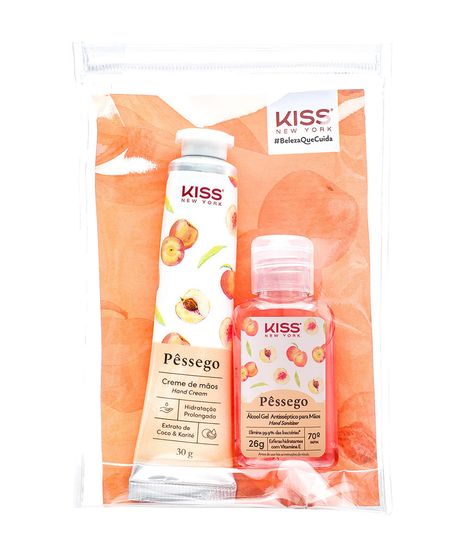 Kit-Creme-Hidratante-Para-Maos---Alcool-Em-Gel-Antisseptico-Pessego-Kiss-NY-Unico-1016463-Unico_1