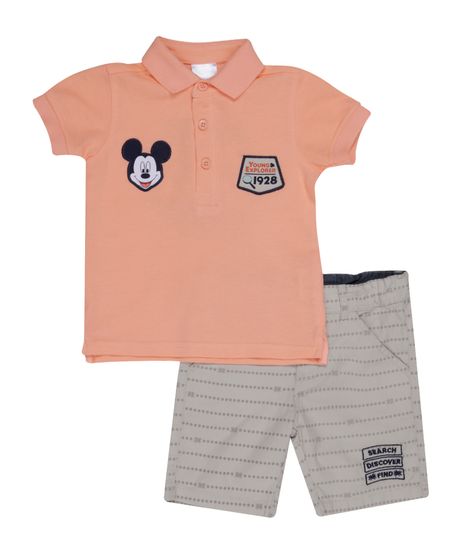 Conjunto-de-Polo-Mickey---Bermuda-Coral-8015582-Coral_1