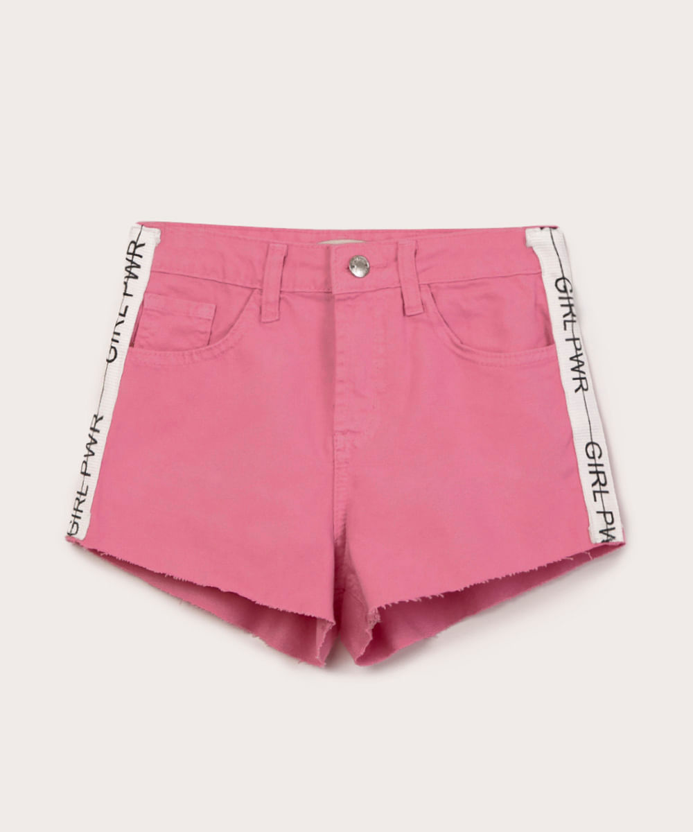 short juvenil power girl rosa neon