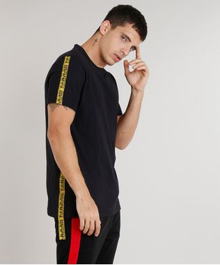 Camiseta-Masculina-Kings-Sneakers-com-Faixas-Laterais-Manga-Curta-Gola-Careca-Preta-9285489-Preto_1
