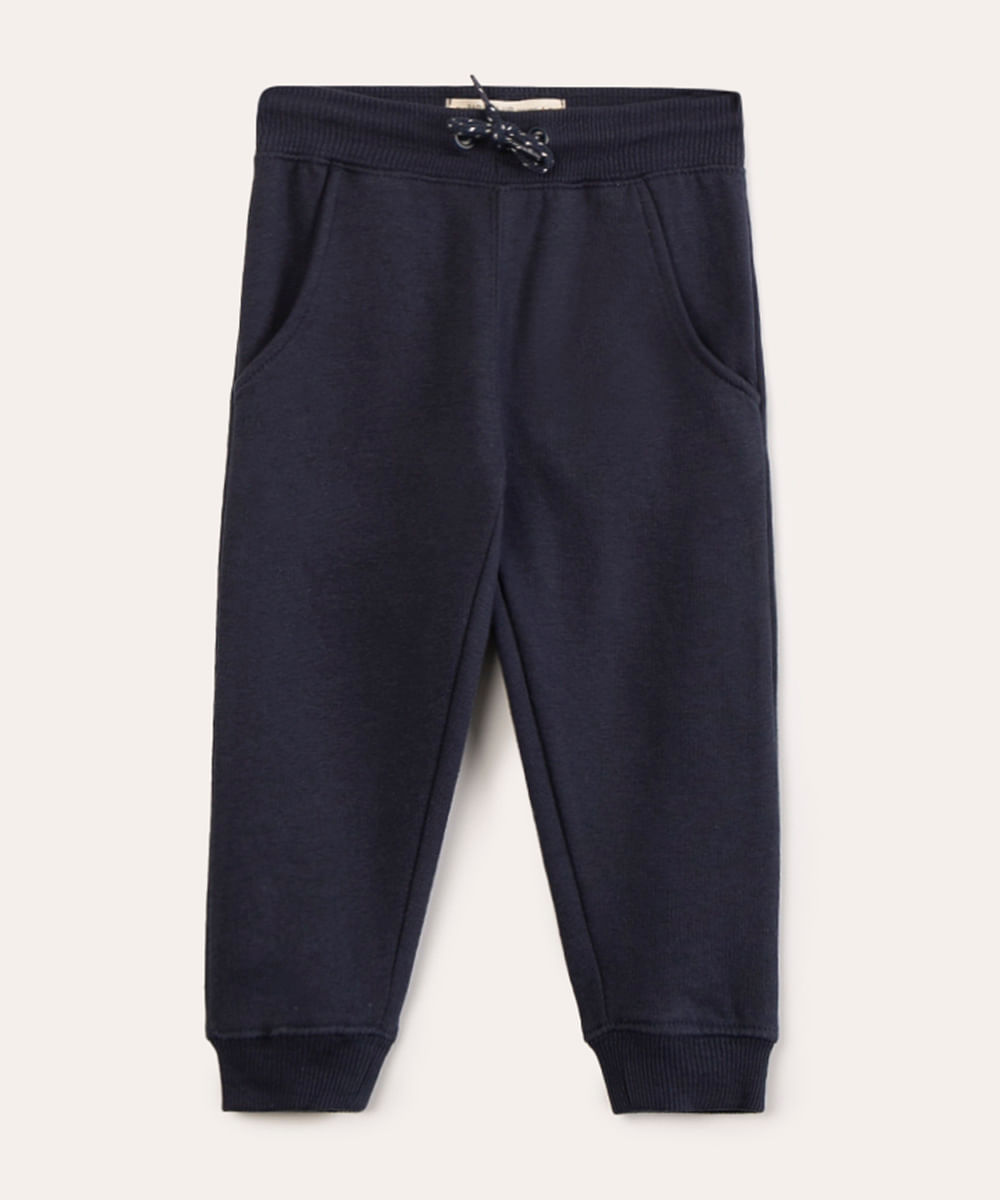 calça infantil jogger de moletom azul marinho