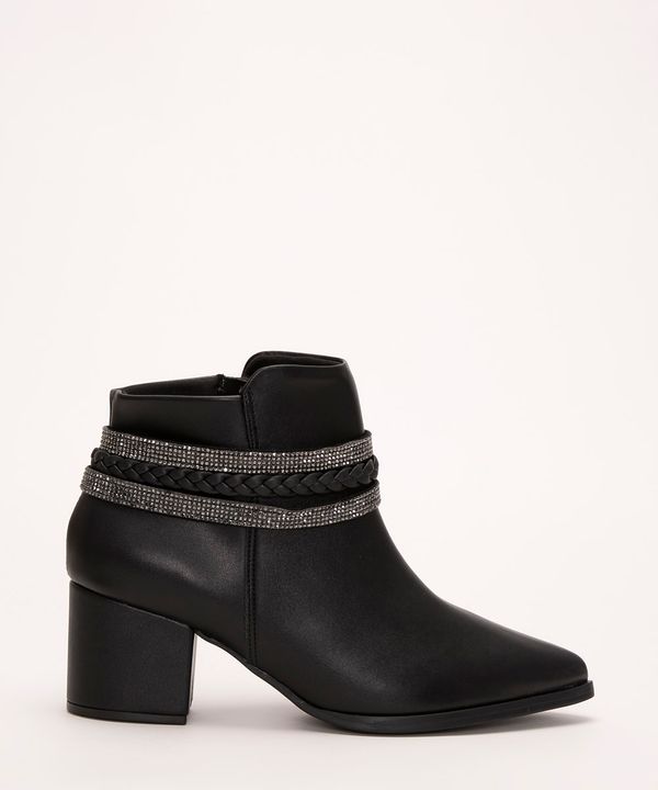 bota com strass salto médio vizzano preta 38