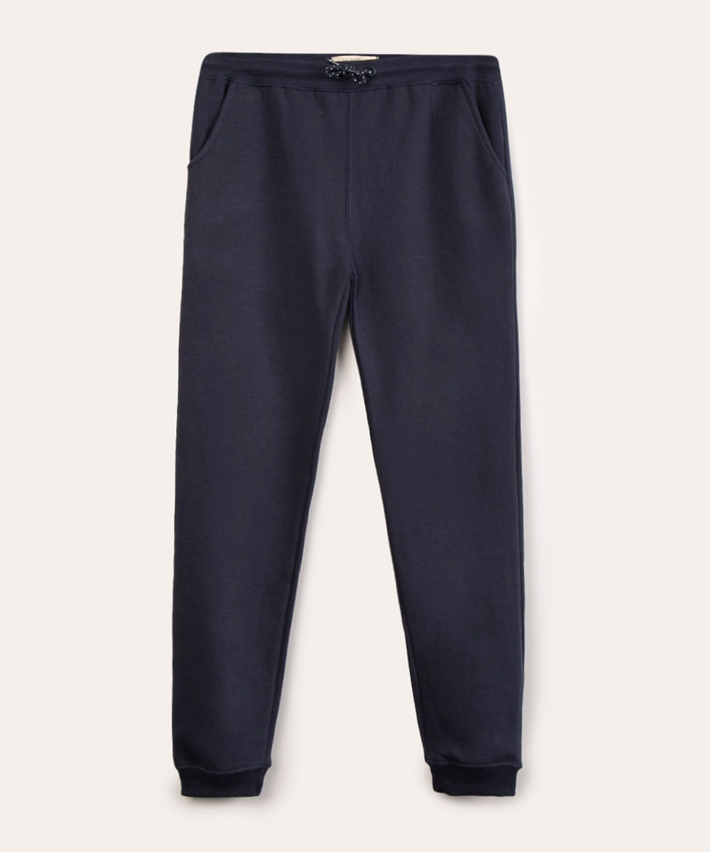 calça infantil jogger de moletom azul marinho