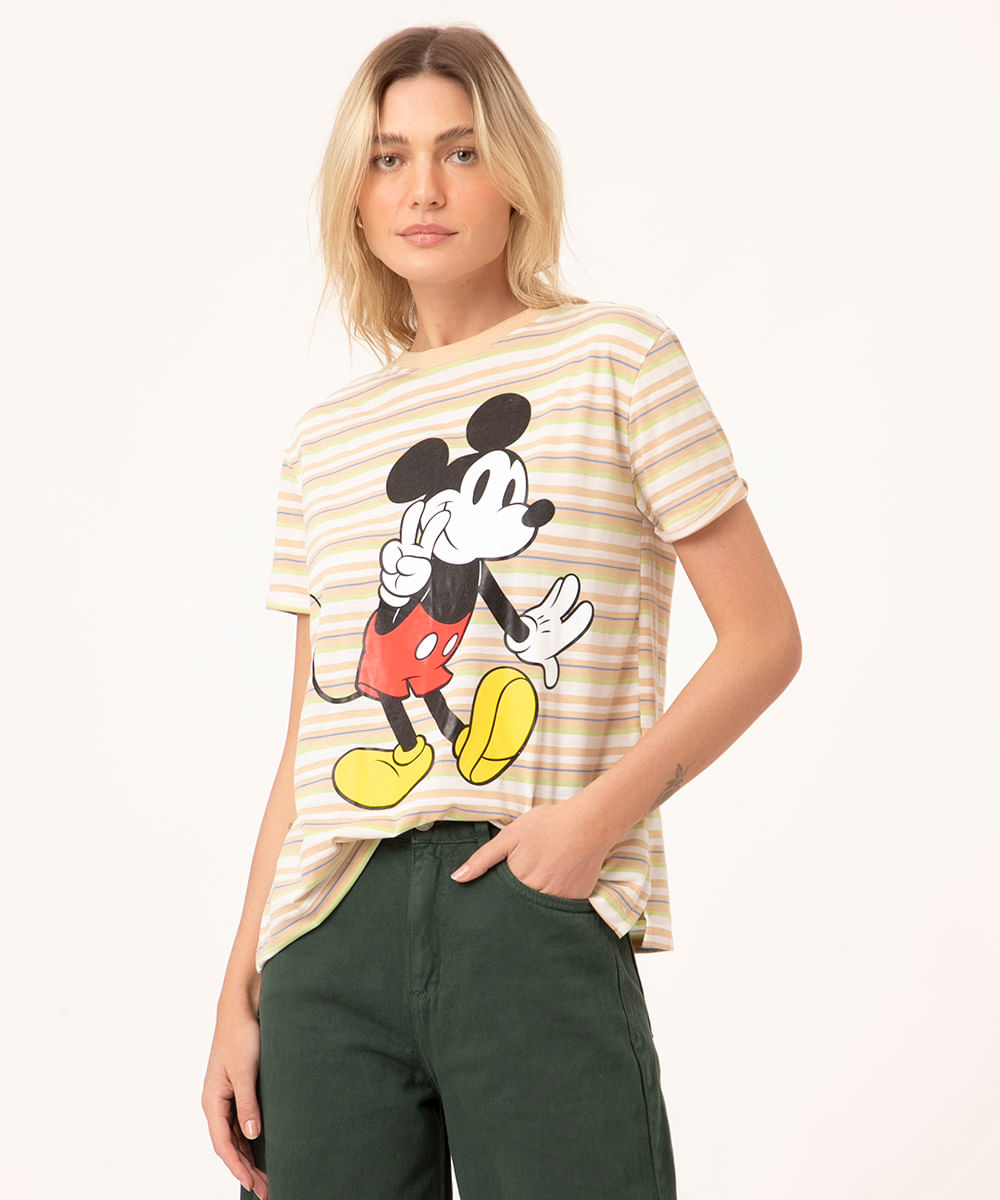 camiseta listrada mickey mouse multicor