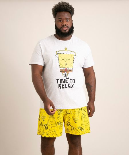 pijama-plus-size-manga-curta-bob-esponja--time-to-relax--cinza-mescla-claro-1012044-Cinza_Mescla_Claro_1