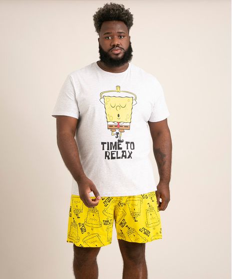 pijama-plus-size-manga-curta-bob-esponja--time-to-relax--cinza-mescla-claro-1012044-Cinza_Mescla_Claro_1