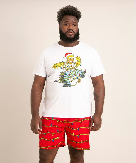pijama-plus-size-manga-curta-de-algodao-homer-simpson-natal-branco-1012043-Branco_1