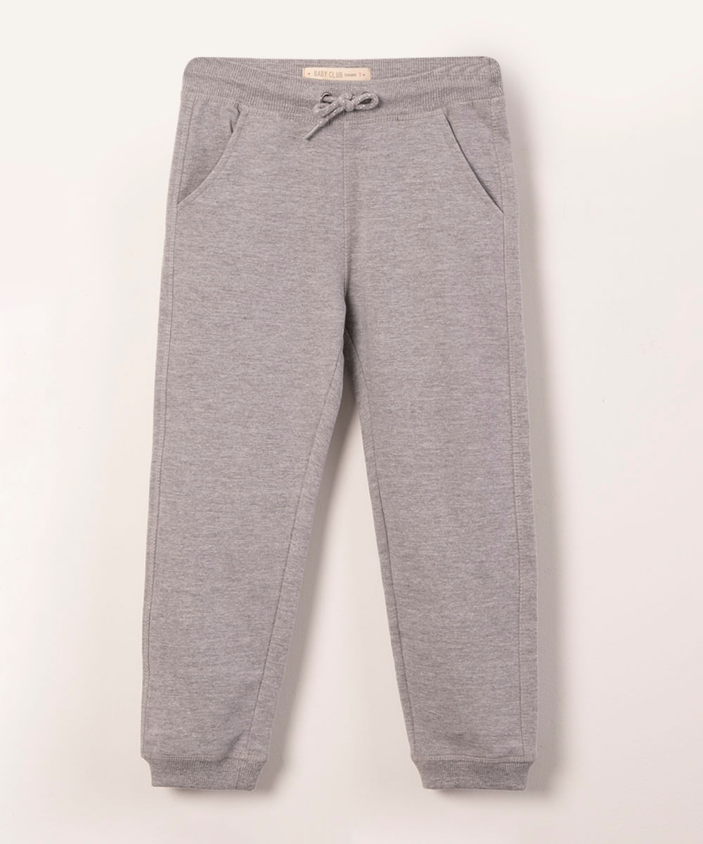 calça infantil jogger em moletom cinza