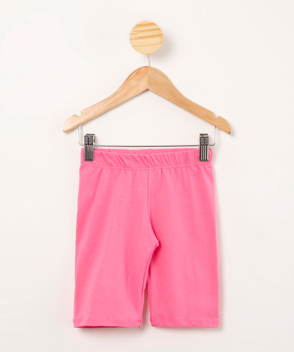 bermuda infantil ciclista com glitter pink