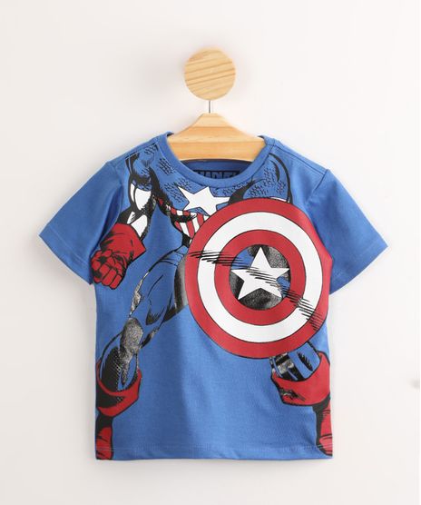 Camiseta-Infantil-de-Algodao-Corpo-Capitao-America-Manga-Curta-Azul-9978191-Azul_1