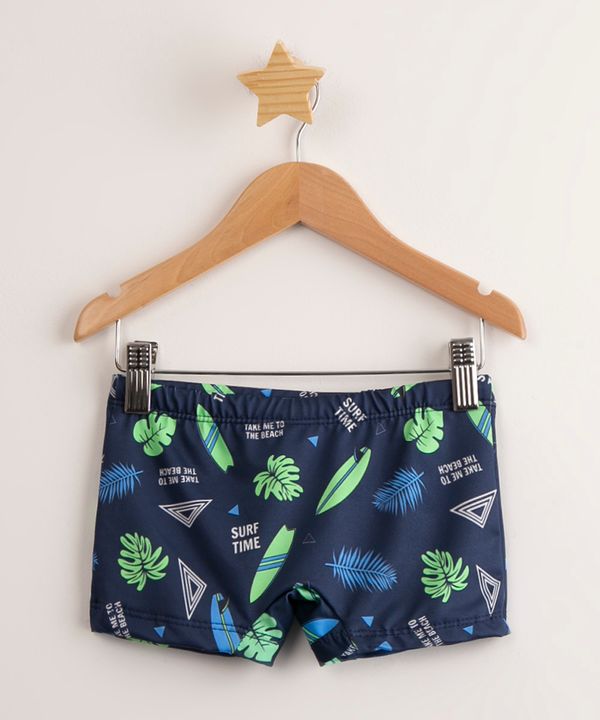 sunga infantil boxer estampada pranchas de surf com proteção uv50+ azul 10