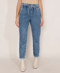 Calca-Mom-Clochard-Jeans-Marmorizada-com-Cordao-Cintura-Super-Alta-Azul-Medio-9985481-Azul_Medio_1