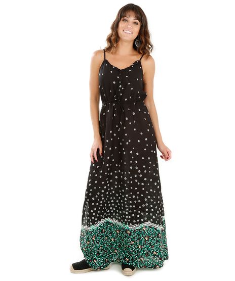Vestido-Longo-Estampado-de-Margaridas-Preto-8090443-Preto_1