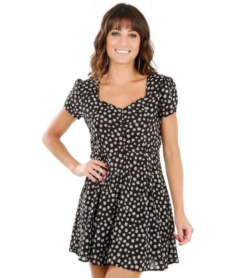 Vestido-Estampado-de-Margaridas-Preto-8090428-Preto_1